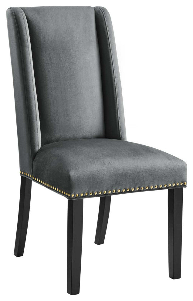 Baron Performance Velvet Dining Chairs, Set of 2, Gray