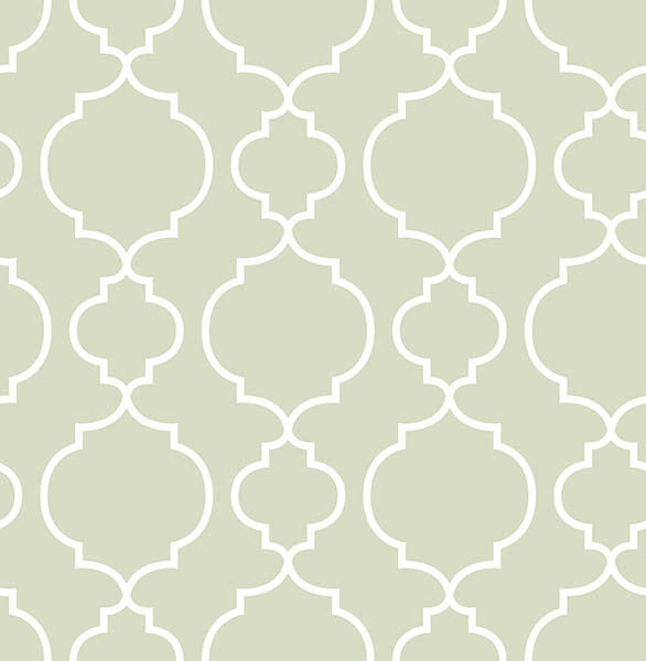 Modern Quatrefoil Wallpaper, Green, Bolt