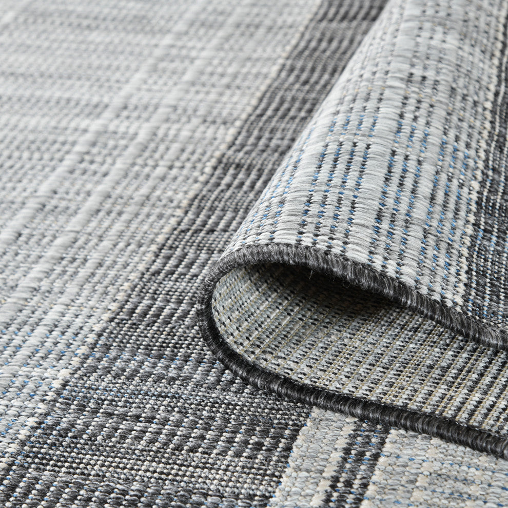 Maryland Blessy Indoor/Outdoor Area Rug, Gray, 6'6" x 9'10", Striped