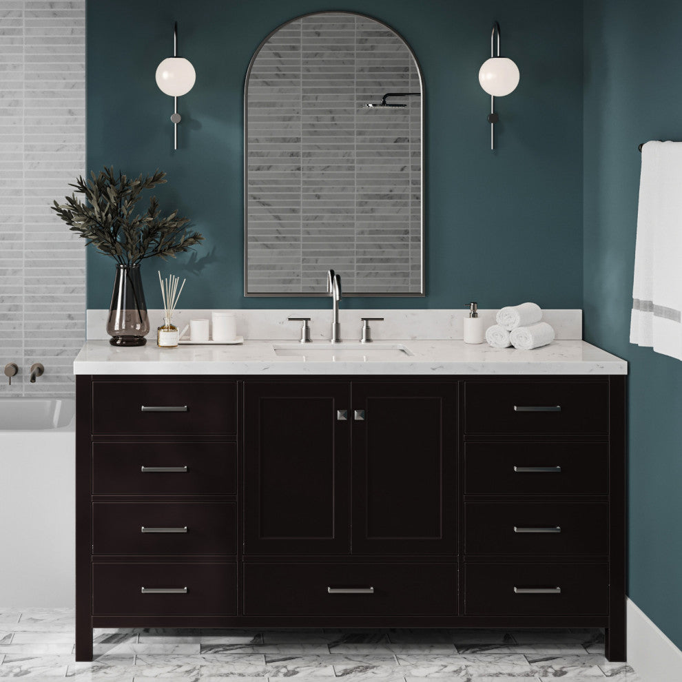 Ariel Cambridge 66" Single Rectangle Sink Vanity, Carrara Quartz