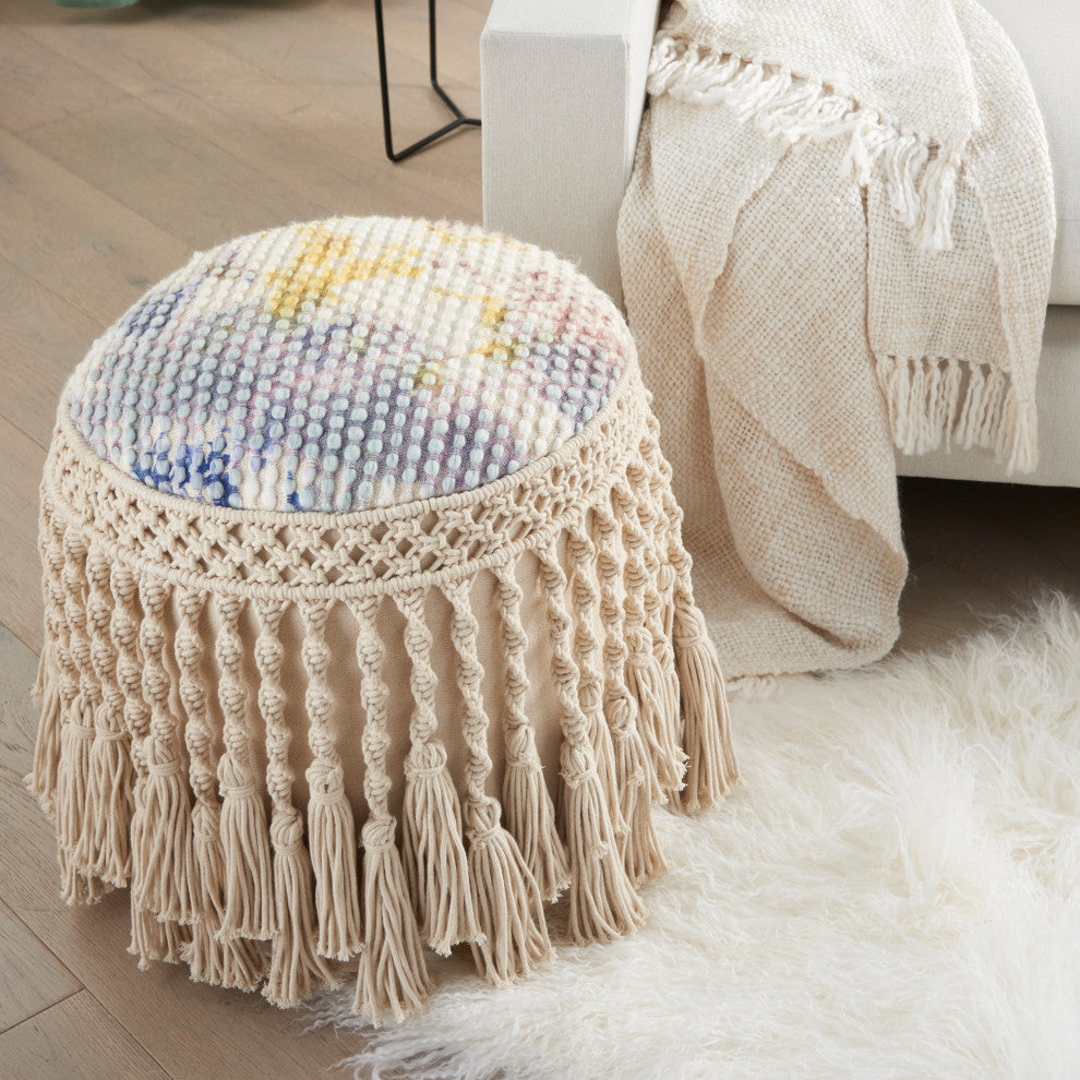 Nourison Home 18"x18" Hand Stitched Tiedye Multicolor Poufs