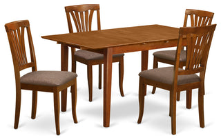 5 Pc Small Dinette Set Table With Leaf And 4 Kitchen Dining Chairs