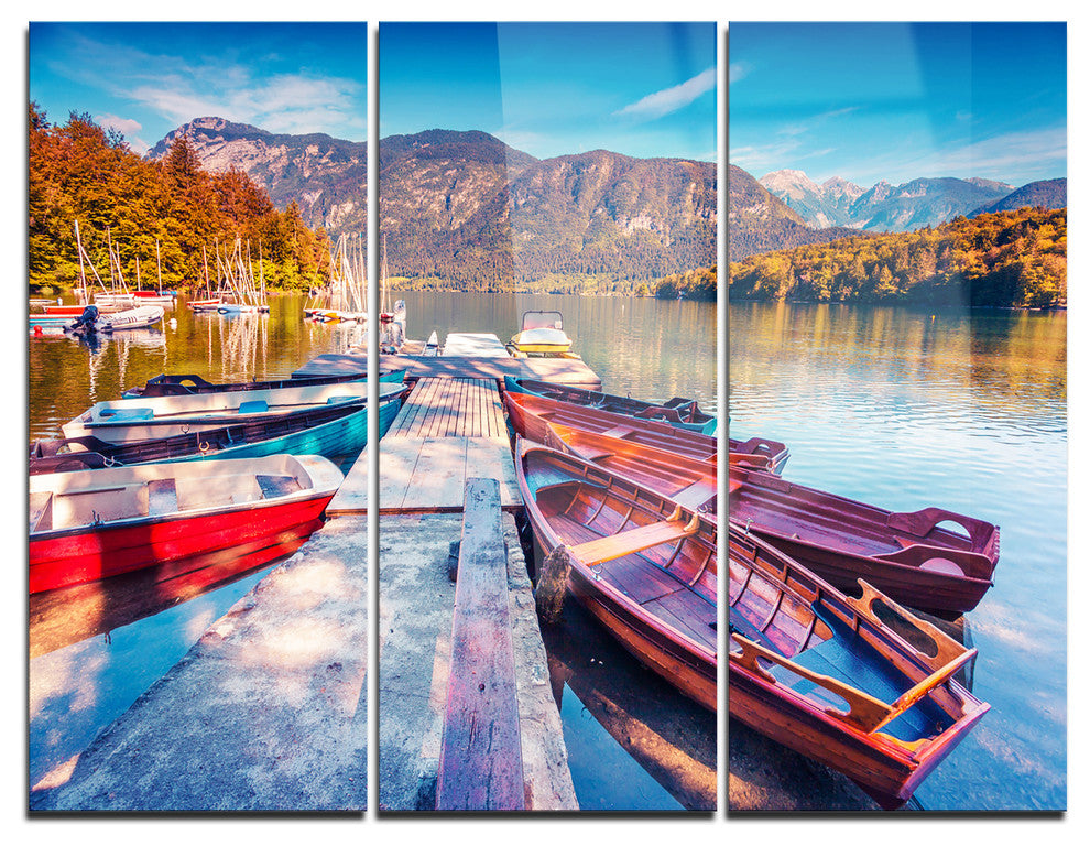 "Bohinj Lake in Morning" Photo Metal Wall Art, 3 Panels, 36"x28"