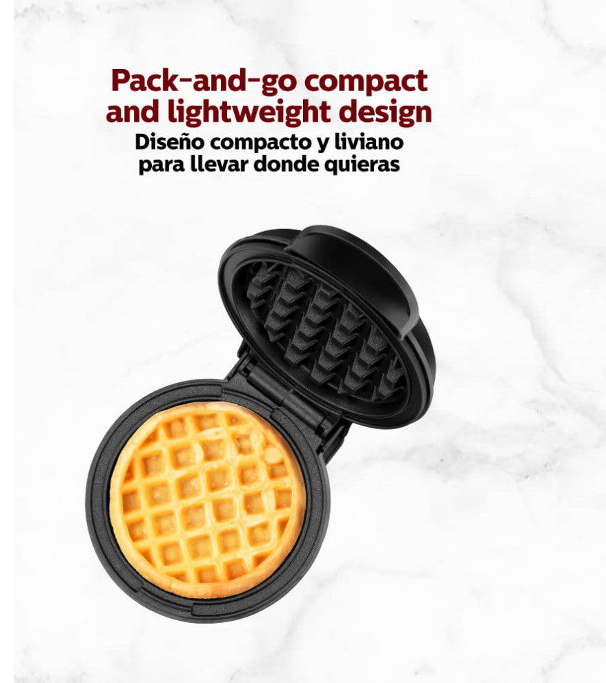 Personal Non-Stick Waffle Maker, Black - 4-inch Waffles in Minutes., Black