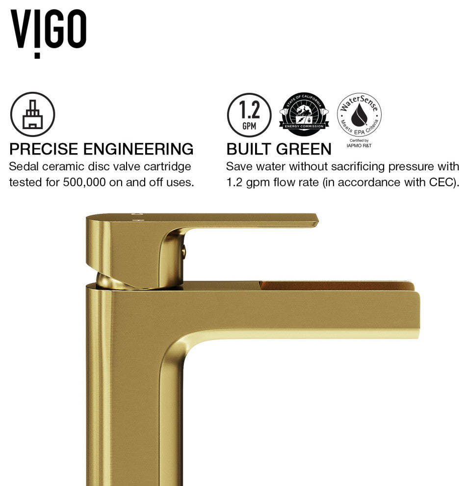 VIGO Amada 10" H Single Handle Single Hole Bathroom Vessel Faucet, Matte Brushed Gold