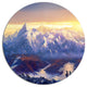 Winter Mountains With Tourists, Landscape Round Metal Wall Art, 23"