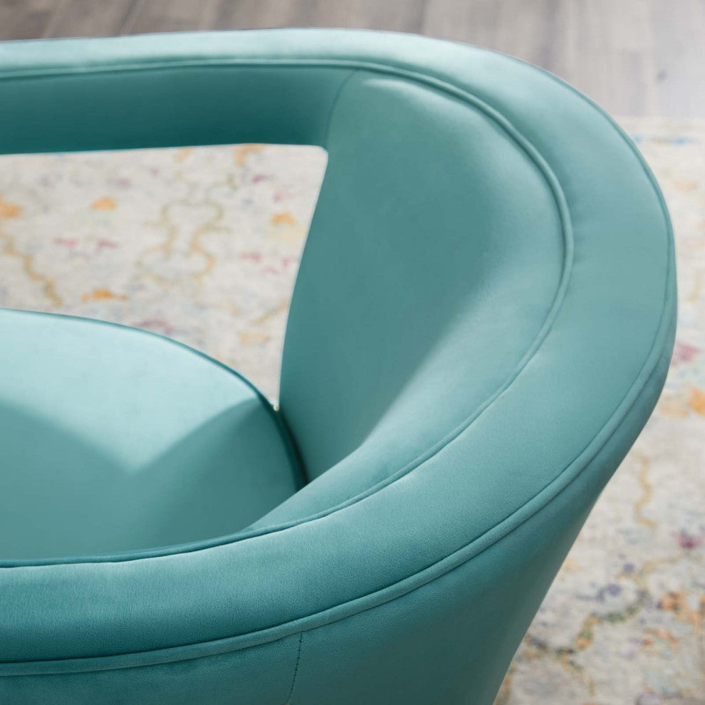Armchair Accent Chair, Velvet, Blue, Modern, Living Lounge Hotel Hospitality