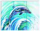 Jumping Dolphin Watercolor, Animal Triptych Canvas Art Print, 36x28, 3 Panels
