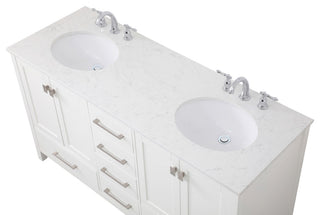 White 60" Double Sink Bathroom Vanity