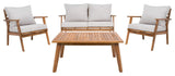 Safavieh Castalia 4Pc Outdoor Living Set, Natural / Light Grey
