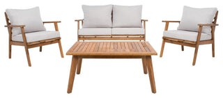 Safavieh Castalia 4Pc Outdoor Living Set, Natural / Light Grey