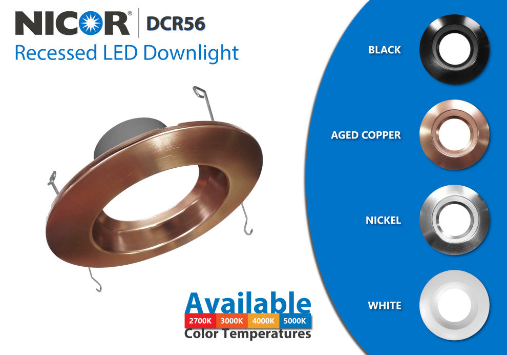 DCR56 LED Recessed Downlight Retrofit, Aged Copper, Smooth, 3000k (Soft White)