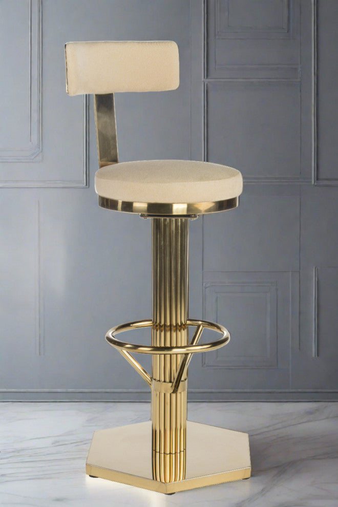 Oscar Counter Stool, Gold with Hexagonal Base