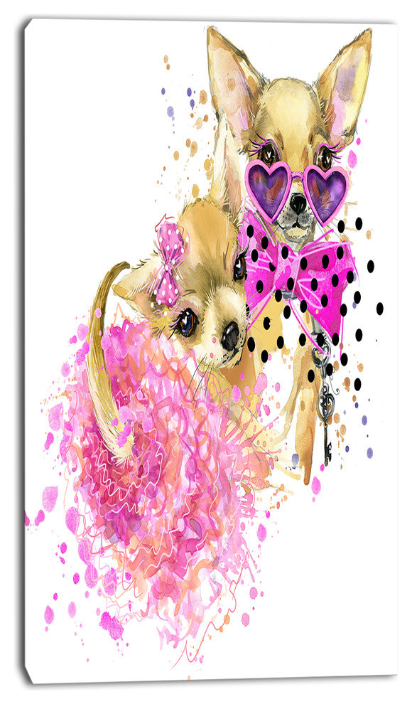 Lovely Sweet Dog Watercolor, Abstract Canvas Art Print, 16"x32"
