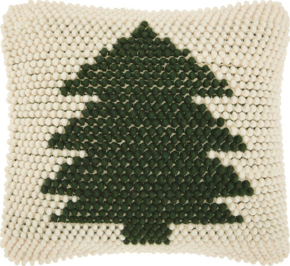 20"x20" Mina Victory Christmas Tree Loops Throw Pillow, Green/Ivory