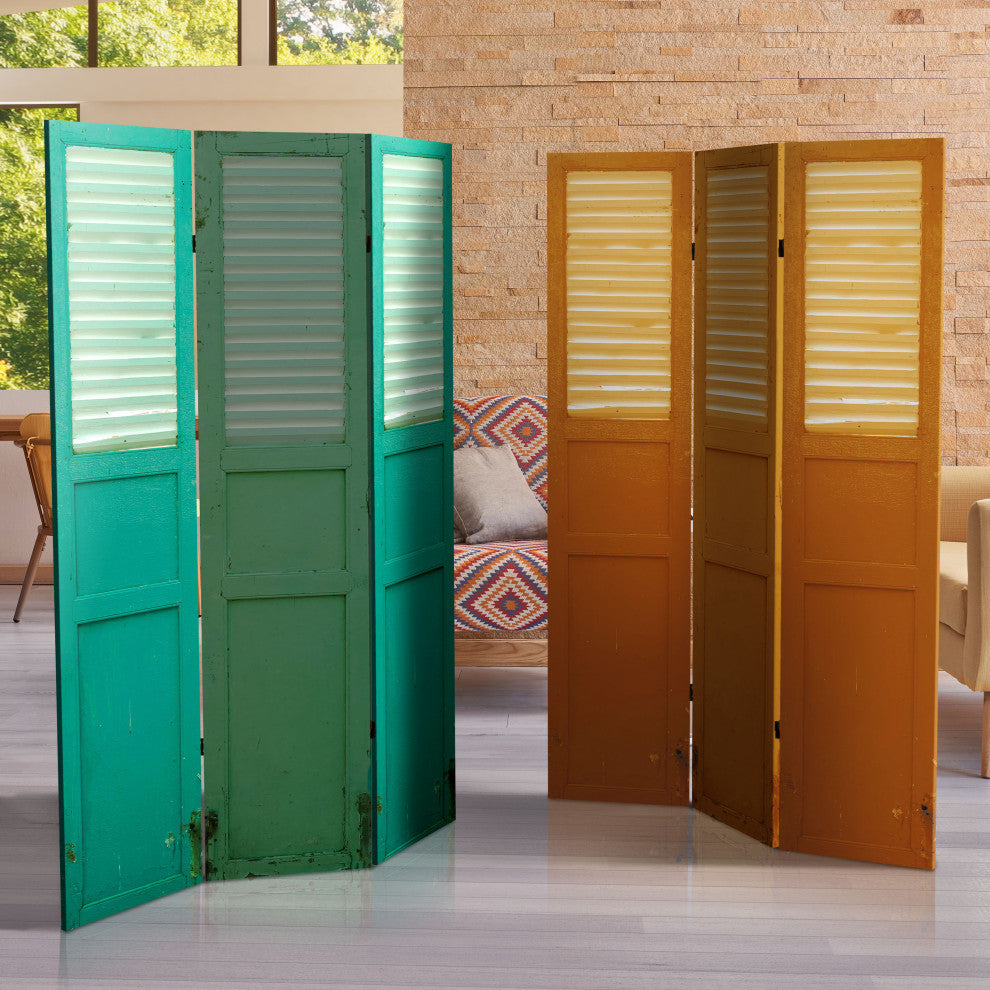 6' Tall Double Sided Distressed Door Panel Canvas Room Divider