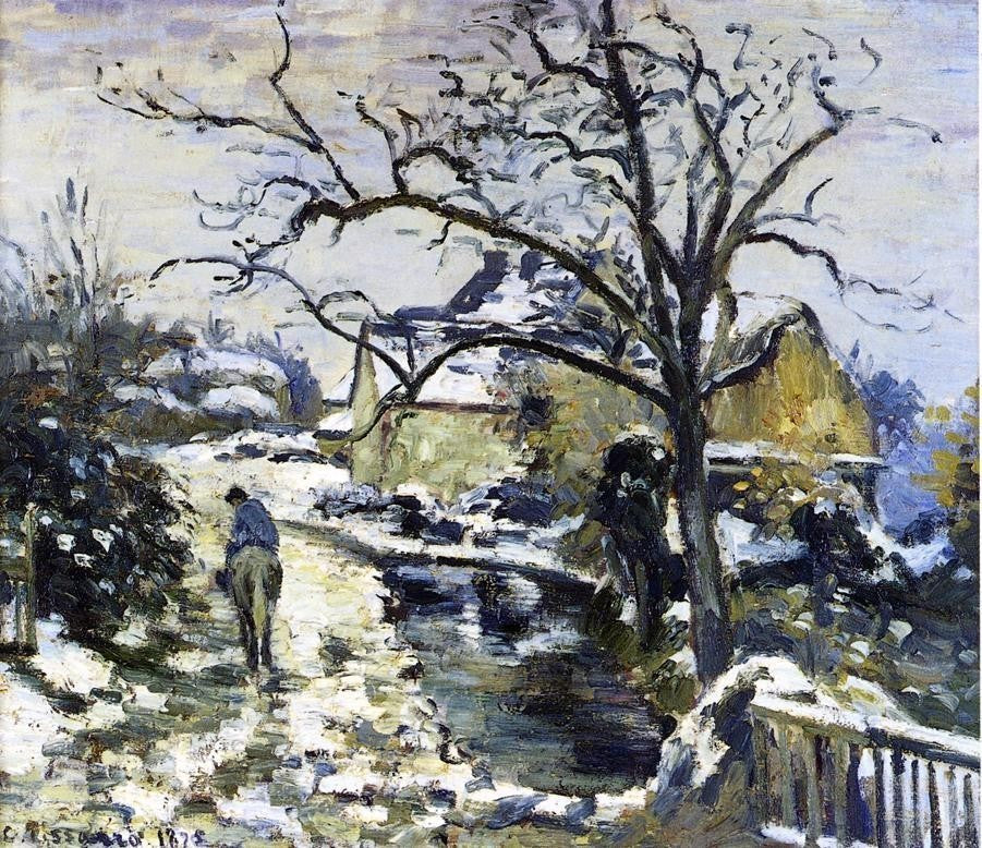 Camille Pissarro Winter at Montfoucault, Gallery Wrapped Canvas Print, 20"x25"