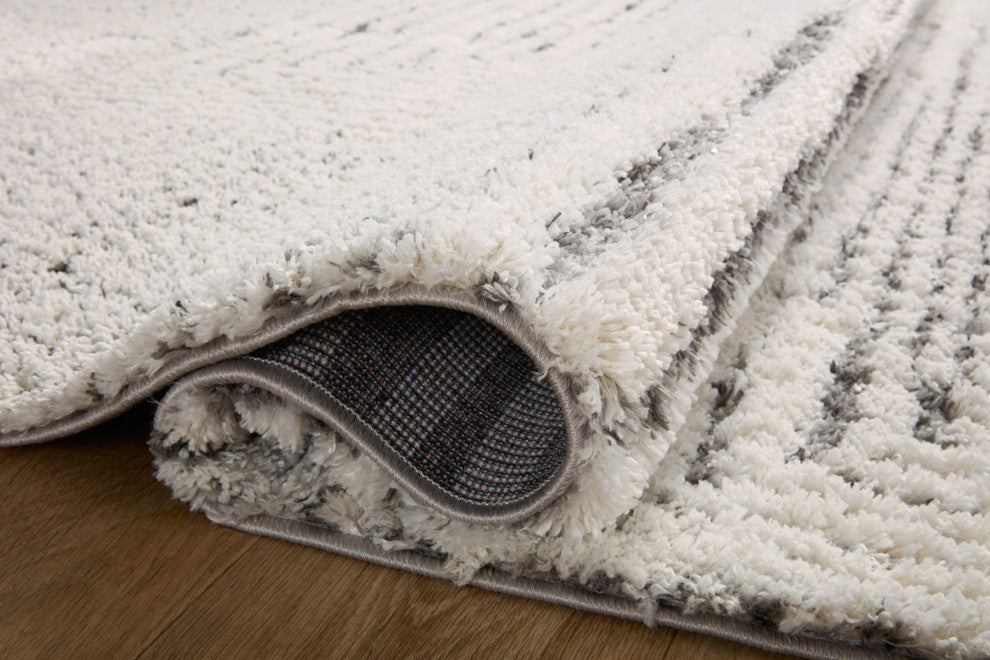 Loloi Levitt Shag Ivory / Grey 18" x 18" Sample Rug