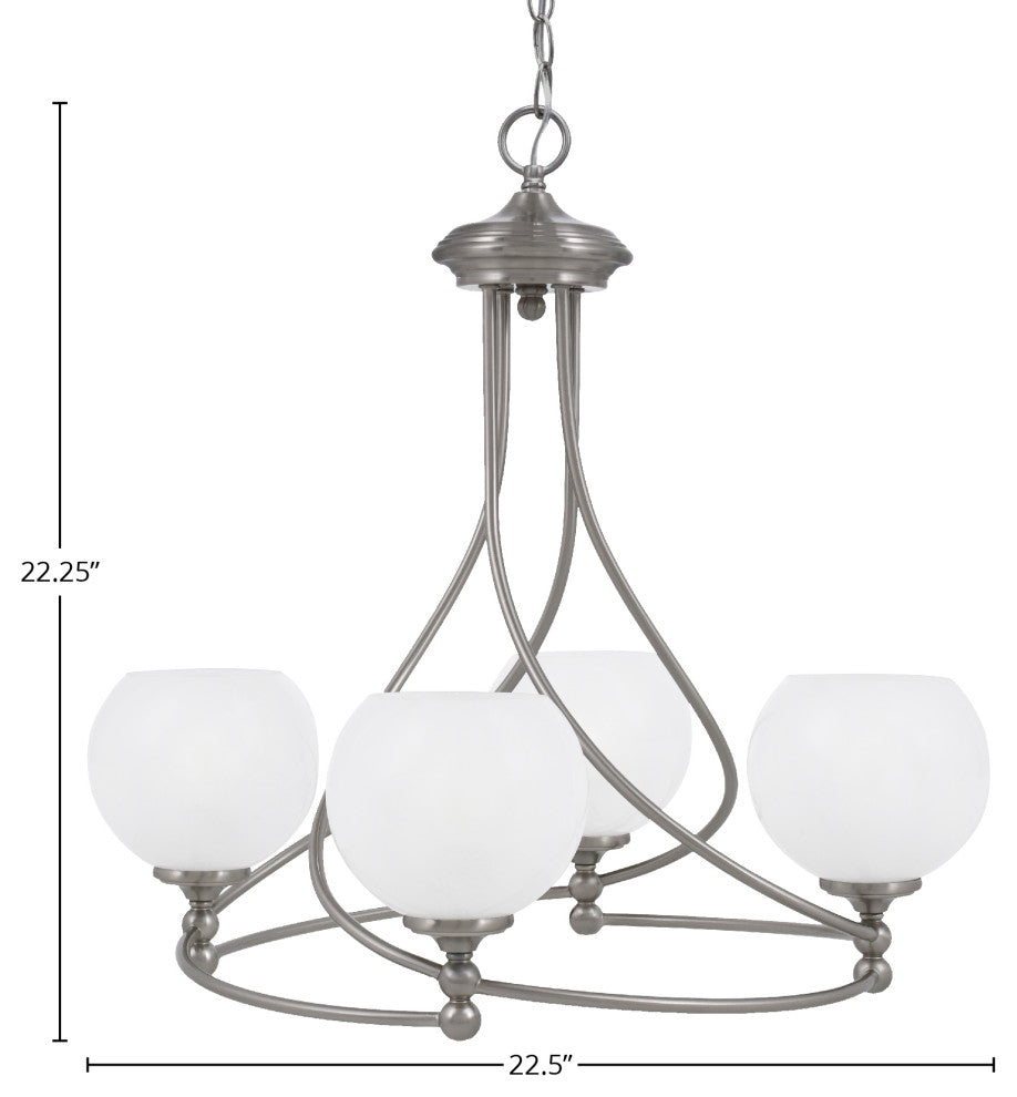 Capri 4-Light Chandelier, Brushed Nickel/White Marble