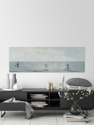 "Serene Paddle Boarding" Painting Print on Wrapped Canvas, 30"x10"