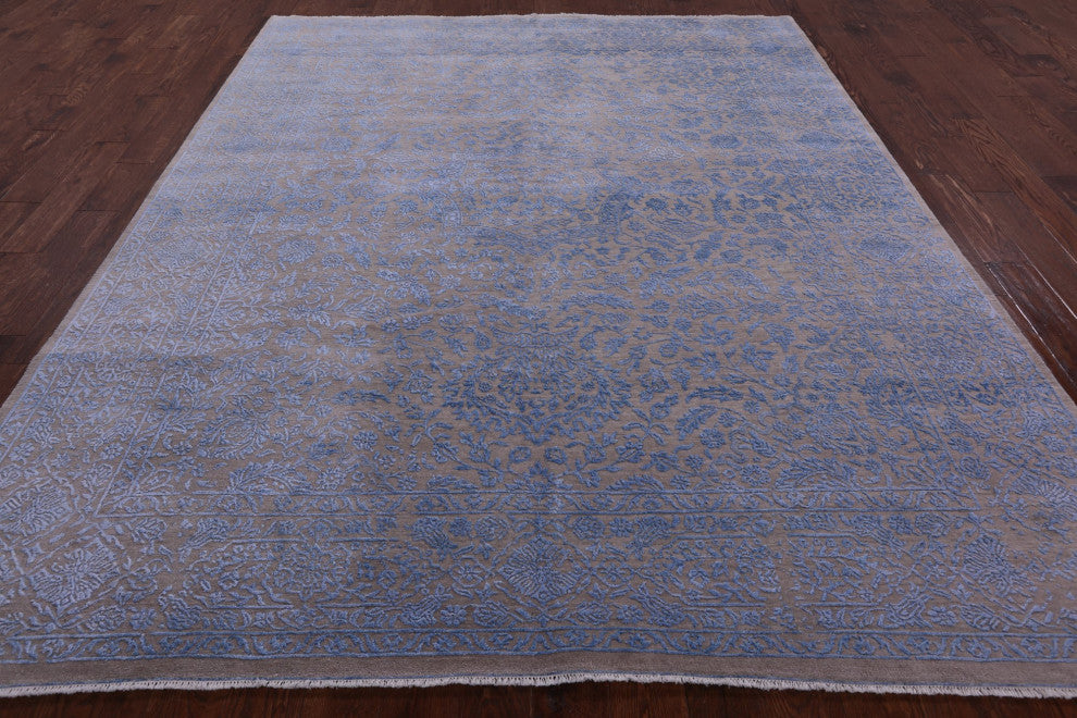 Hand Knotted Wool and Silk Persian Rug 8' 1" X 9' 10" Q6655