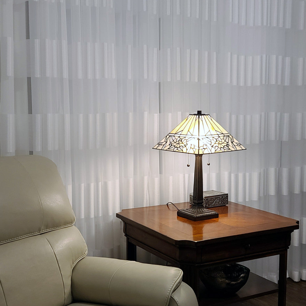 Tiffany Style 2 Light Antique Table Lamp, 23" Tall