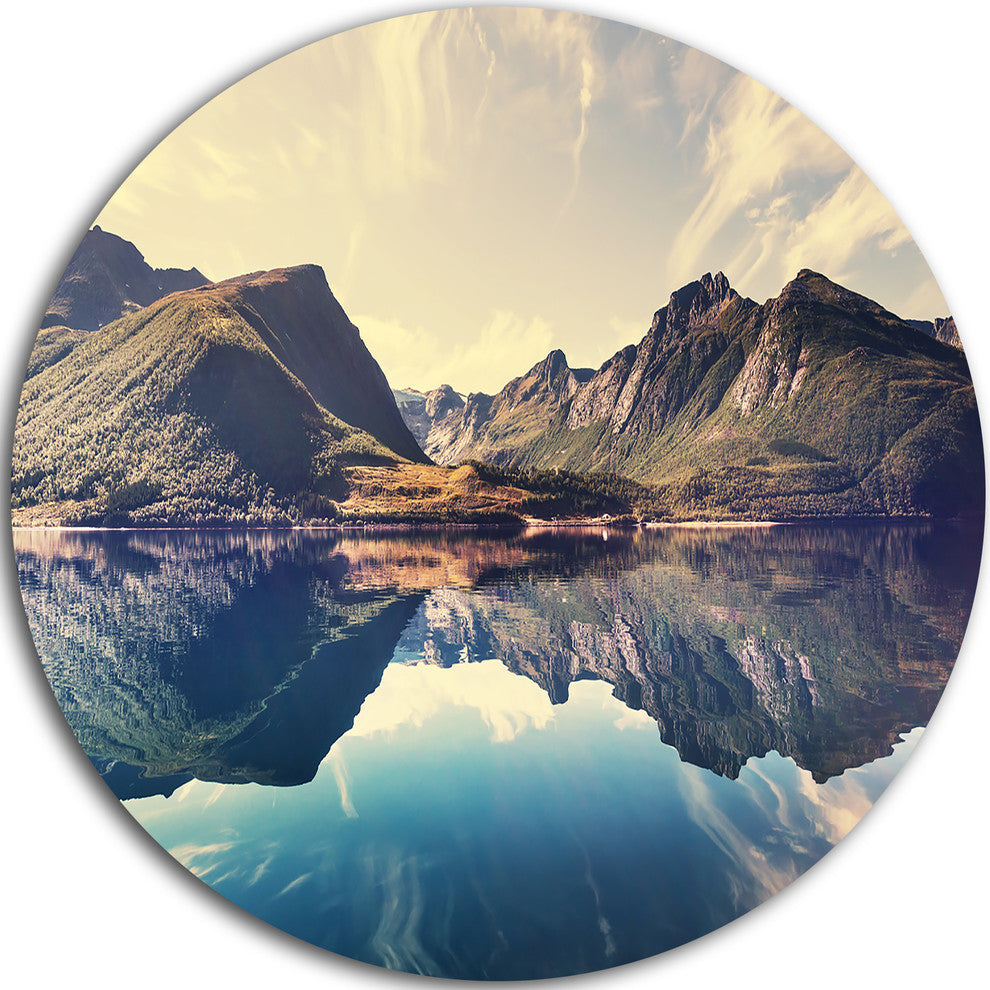 Norway Summer Mountains, Landscape Photo Disc Metal Wall Art, 11"