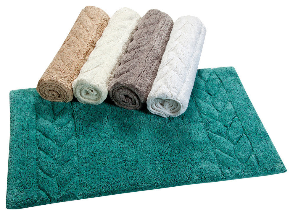 Bath Rug Cotton, 2 Piece Set, 34"x21" and 36"x24", Grey , GSF 180, Cable