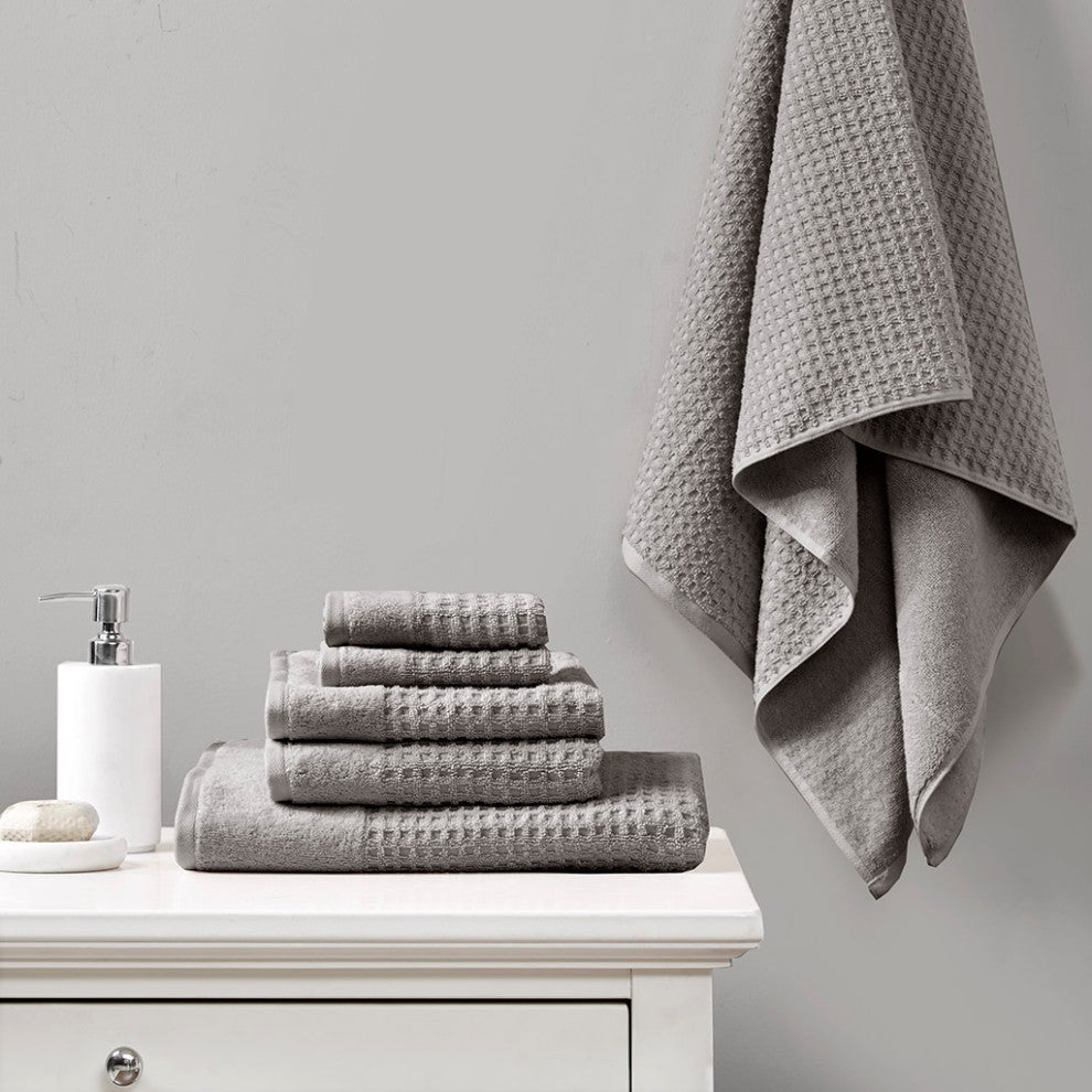 Madison Park Spa Waffle Cotton Waffle Antimicrobial Bath Towel 6 Piece Set