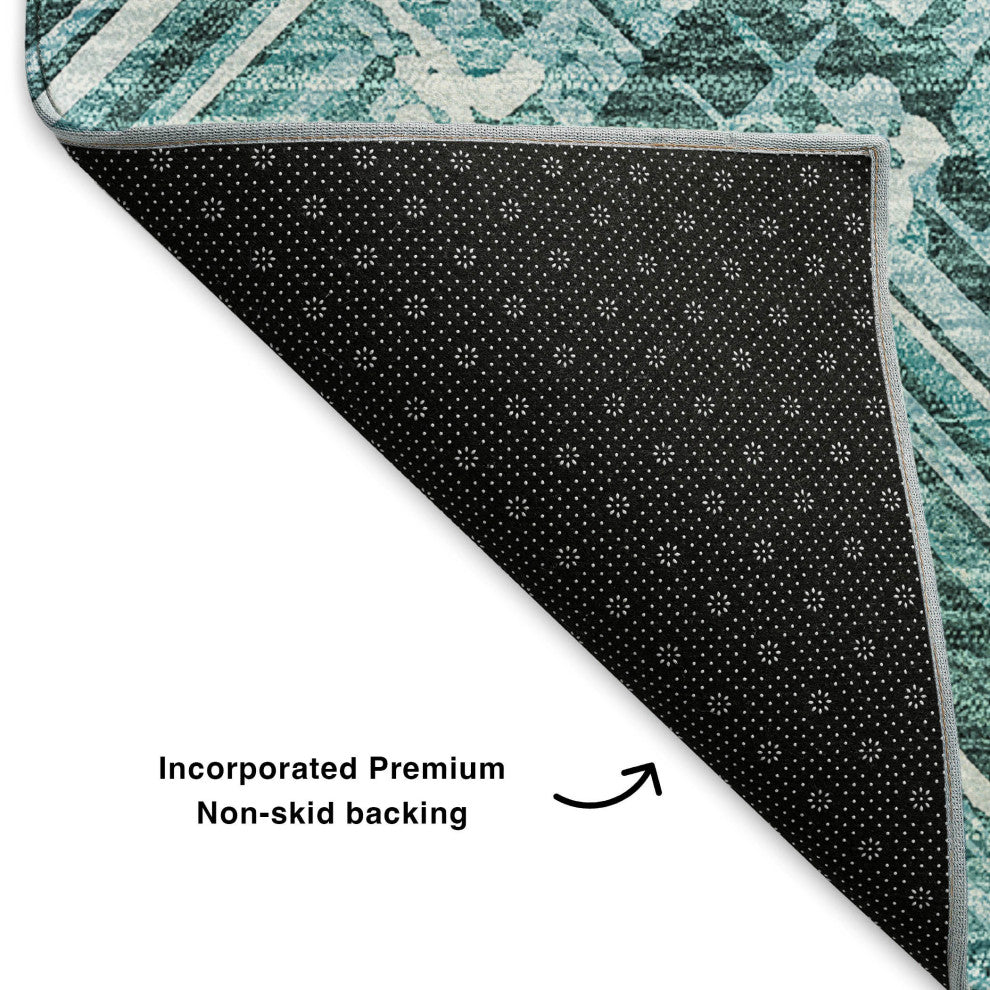 Premium Machine Washable Mayfield AMF630 Teal 8' x 10' Rug