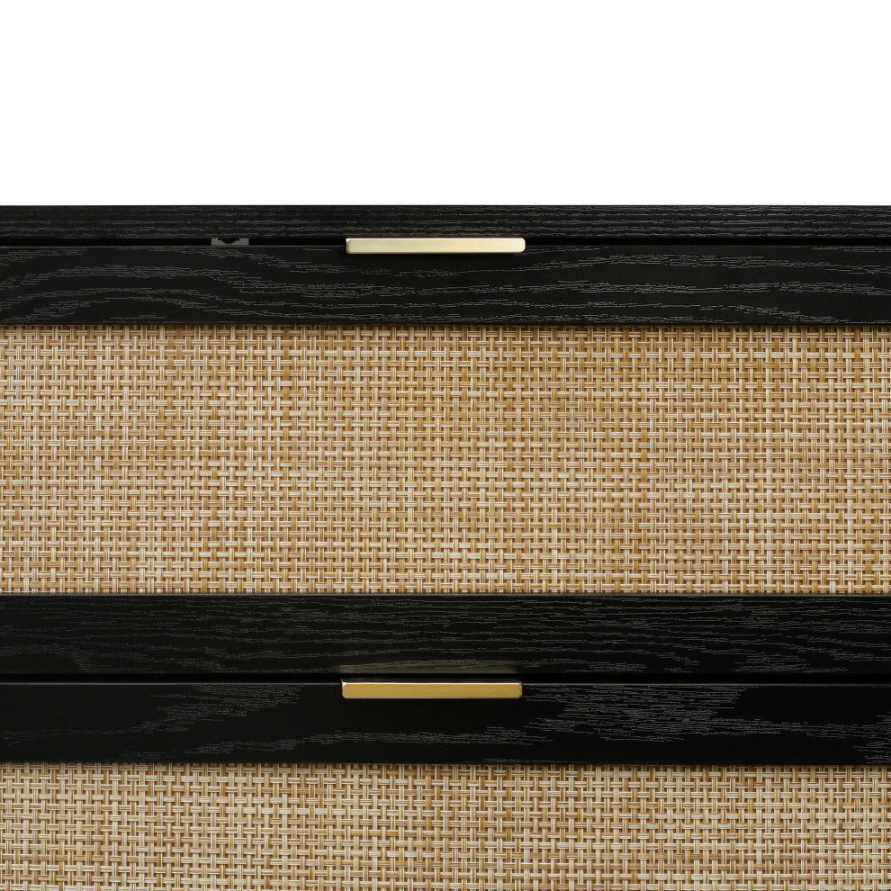 Modern 6 Drawer Dresser Wood Cabinet, Black