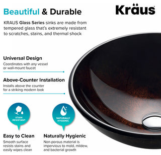 Pluto 16 1/2" Glass Vessel Bathroom Sink