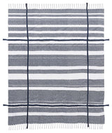 Horizontal Striped and Textured Throw Blanket with Fringe