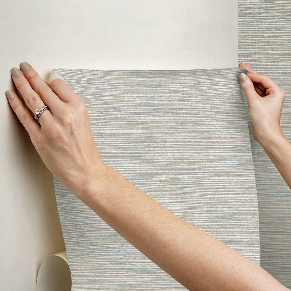 Neutral Jade Dimensional Grasscloth Peel and Stick Wallpaper
