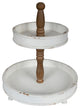 White 2 Tier Round Wooden Tray