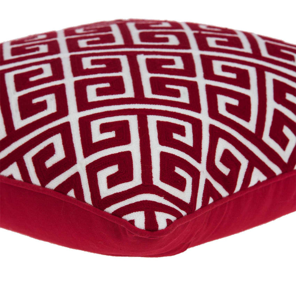 HomeRoots 20" x 0.5" x 20" Transitional Red and White Accent Pillow Cover