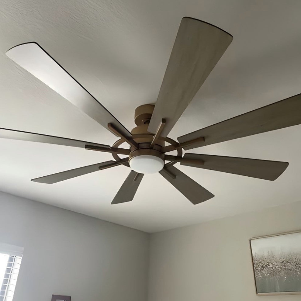 60" Indoor/Outdoor Windmill 8-Blade Gold Ceiling Fan with Remote and DC Motor