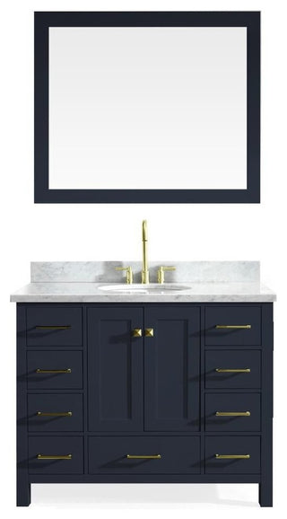 Ariel Cambridge 43" Single Sink Vanity Set, Midnight Blue, Oval Sink With Mirror
