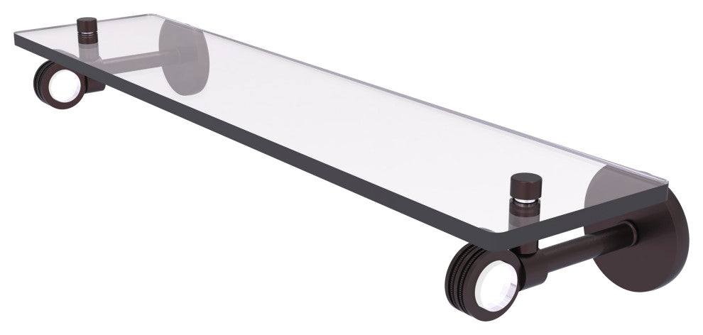 Clearview 22" Glass Shelf with Dotted Accents, Antique Bronze