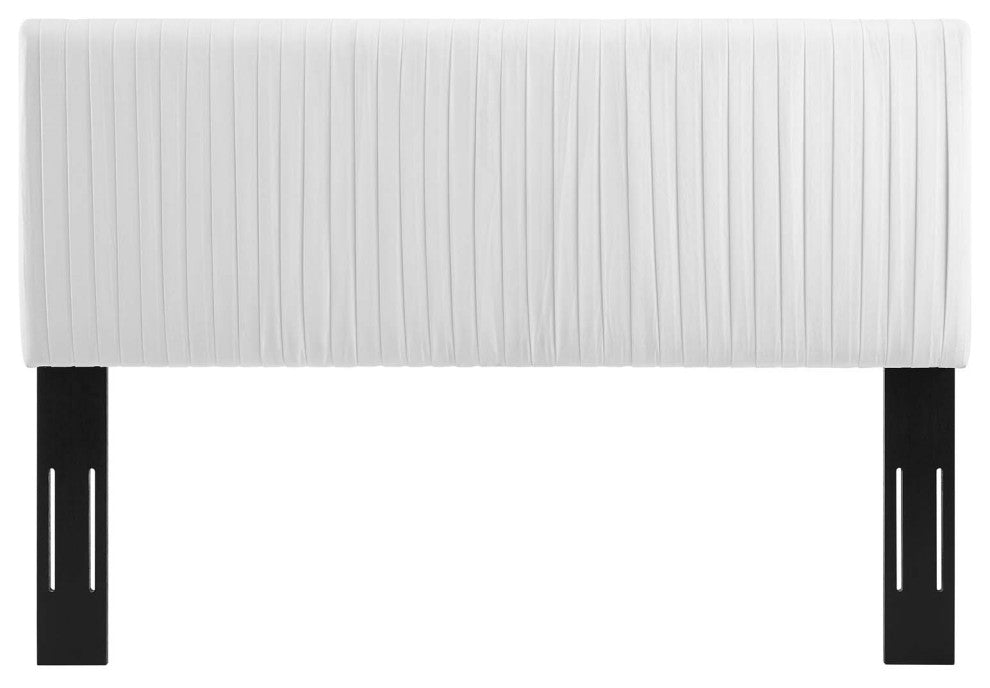 Eloise Channel Tufted Performance Velvet Twin Headboard-White