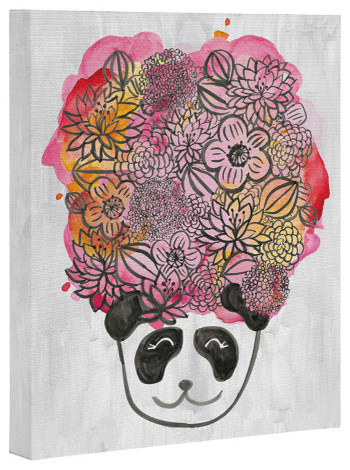 Deny Designs Dash And Ash Panda Flowers Art Canvas