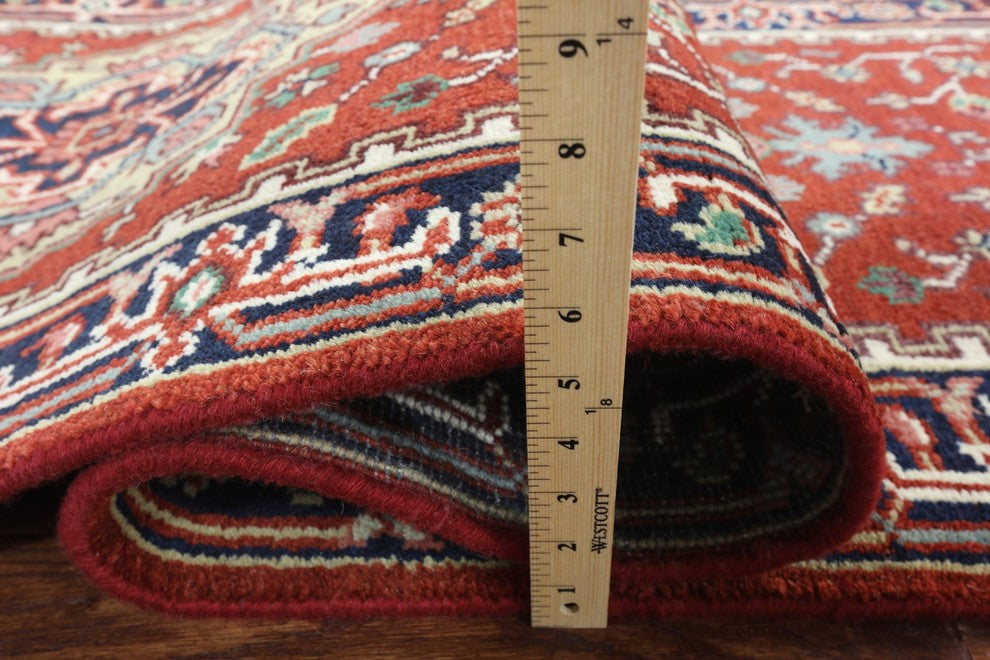 Oriental 3'x20' Red & Blue Heriz Serapi Runner Hand Knotted Wool Rug H9238