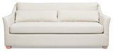 Ada 83" Flared Arm Contemporary Sofa With Lumbar Pillows, Flax White Linen