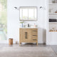Laurel Bathroom Vanity with Calacatta White Quartz Stone Countertop, Weathered Fir, 36", With Mirror