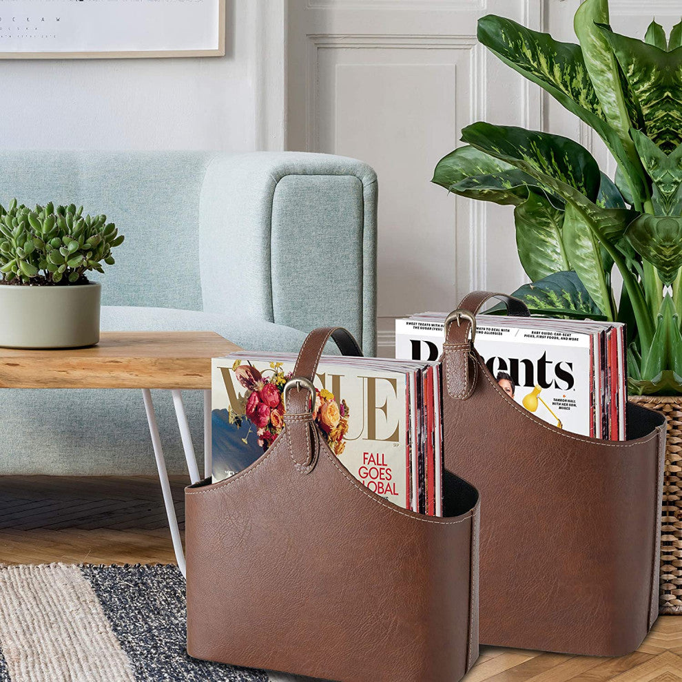 2 Piece Magazine Holder Racks in Faux Nubuck