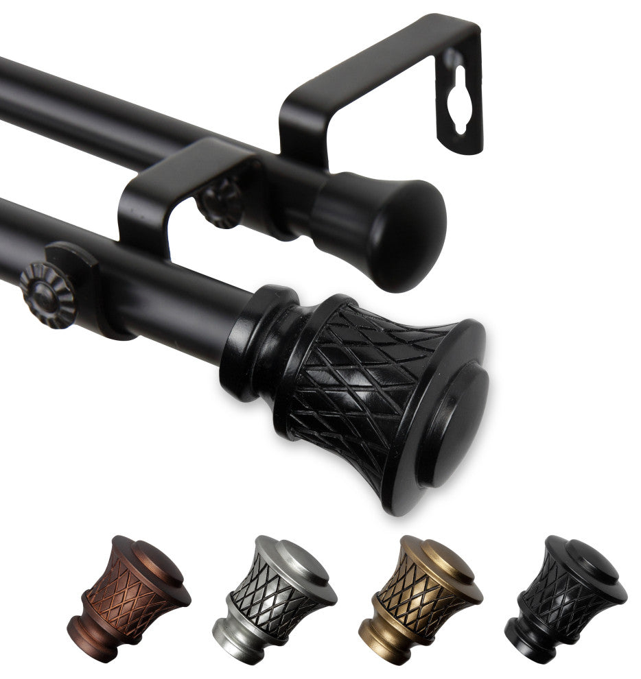Verena 13/16" Double Curtain Rod Black