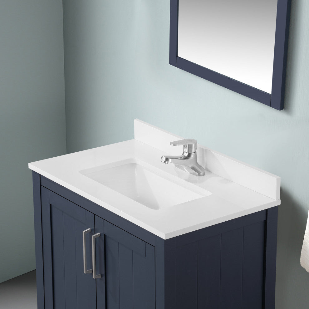 OVE Decors Kansas 18" Single Sink Vanity With Countertop, Midnight Blue, 30 in.