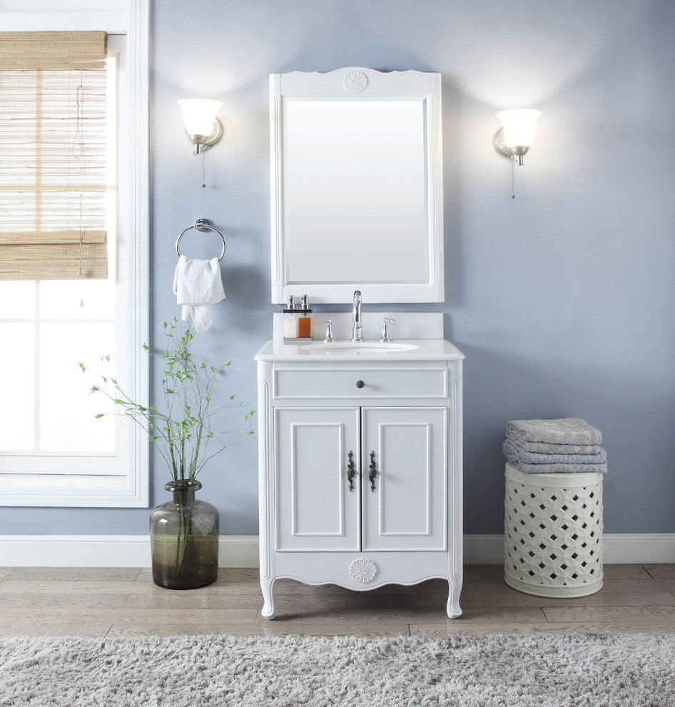 26"� Daleville White Bathroom Vanity, Mirror