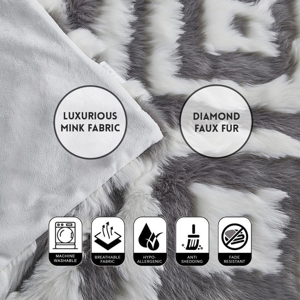 Inspired Home Hillary Throw Luxuriously Soft, Acrylic 50"x60", Gray
