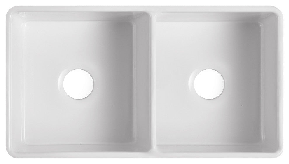 Orvieto Fireclay Farmhouse Kitchen Double Sink 33x18"